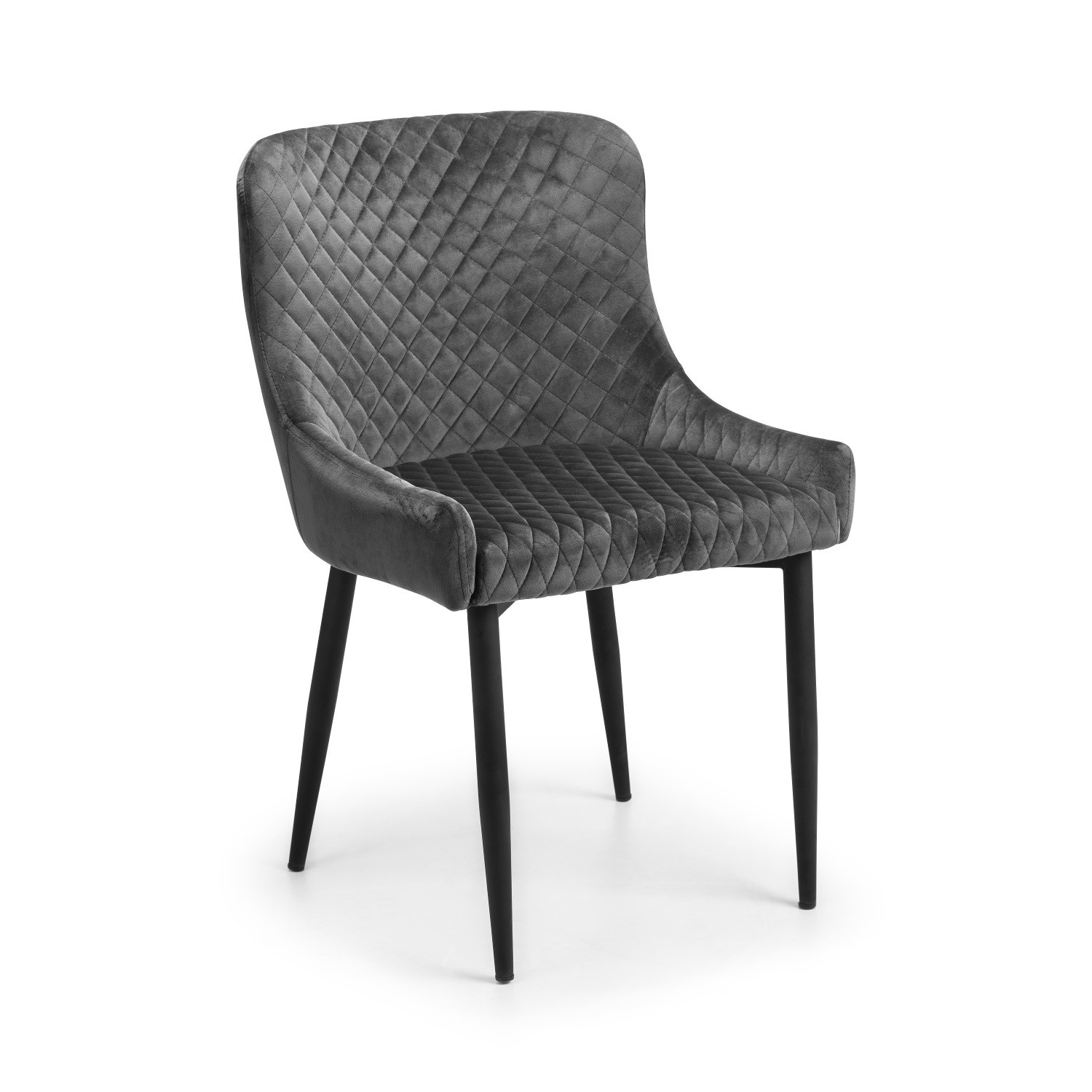 Read more about Grey quilted velvet tub chairs with black legs set of 2 luxe